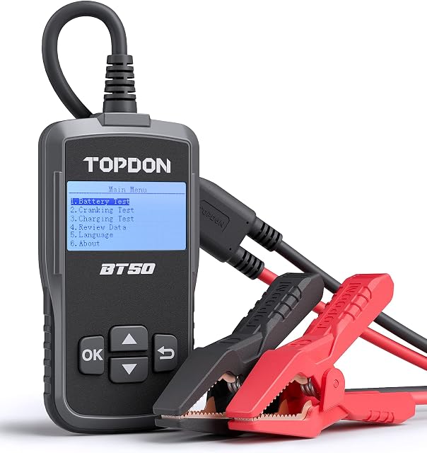 Car Battery Tester 12V, TOPDON BT50 Battery Load Tester with Battery Health Check Cranking & Charging Test, Digital Auto Battery Analyzer for Car Truck Motorcycle ATV SUV Boat Yacht