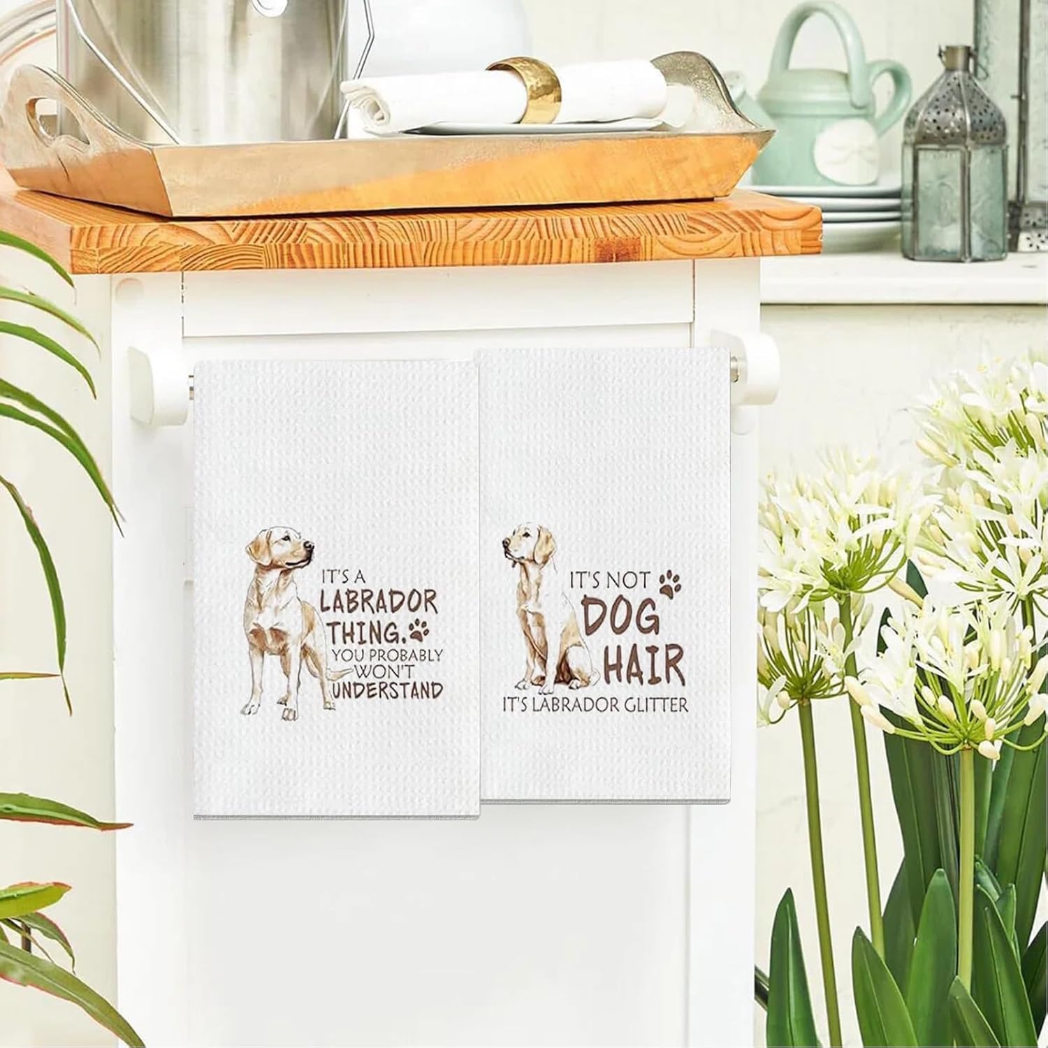 Funny Labrador Kitchen Towels, White Cotton Dish Towels with Dog Quotes, 16x24 Inch, 2-Piece Set, Decorative Pet Theme Design - Image 5