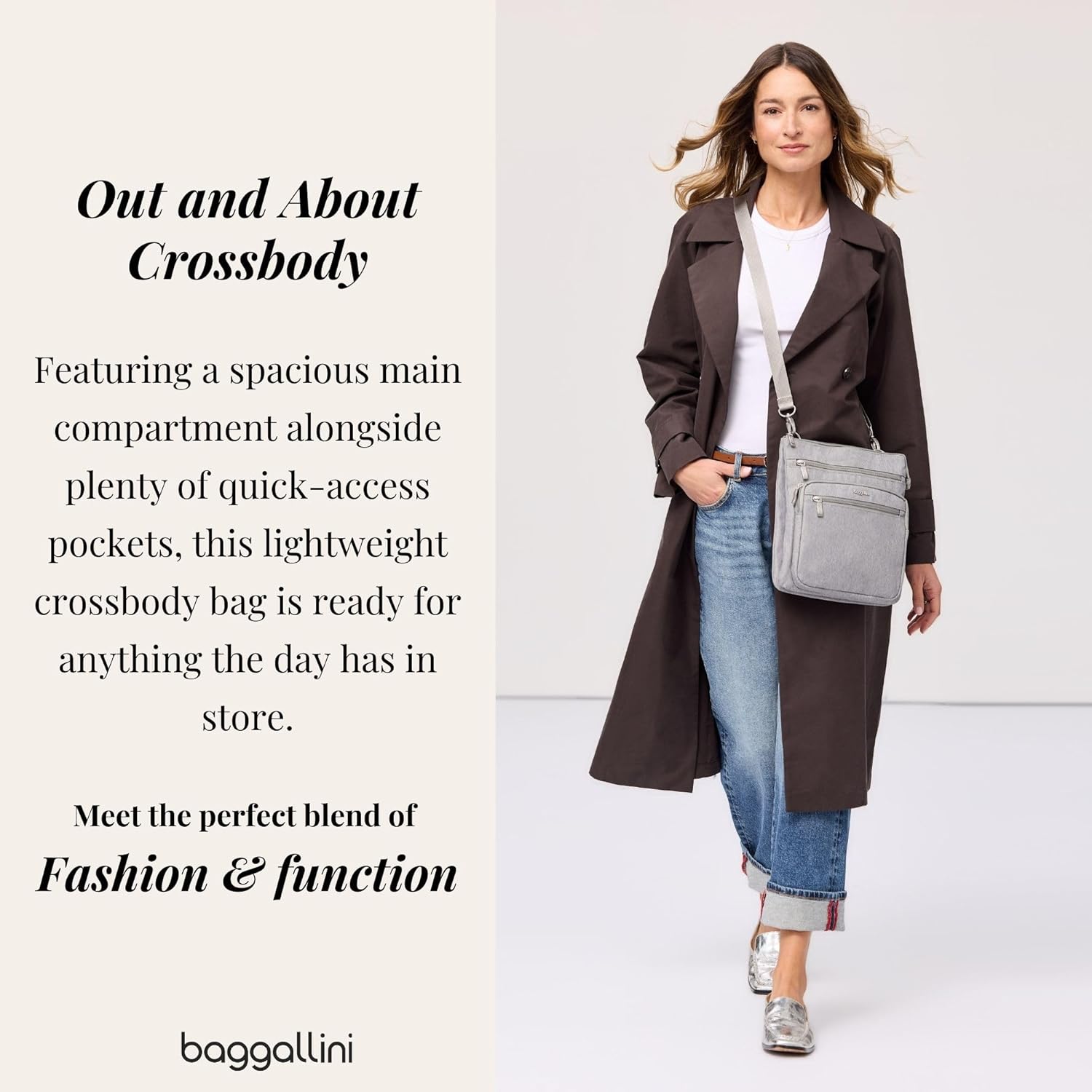 Baggallini Out and About Crossbody Bag for Women - 10"x10.7" Lightweight Travel Handbag w/RFID Card Slots - Image 3