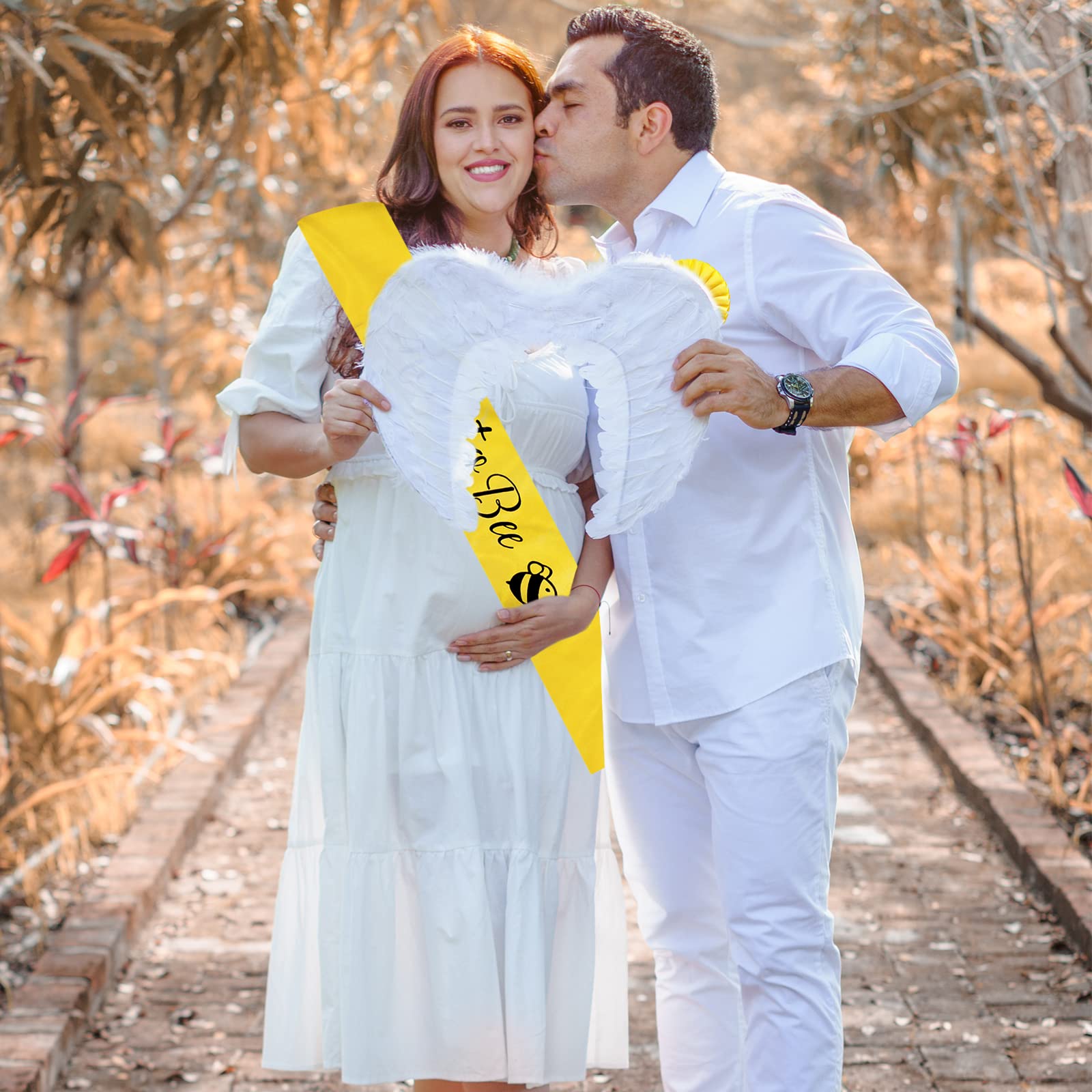 2 opakowania żółtej szarfy od mamy do pszczoły i tata do pszczoły blaszana plakietka, dekoracje na baby shower z uroczym wzorem pszczoły, przyjęcie powitalne dla dziecka