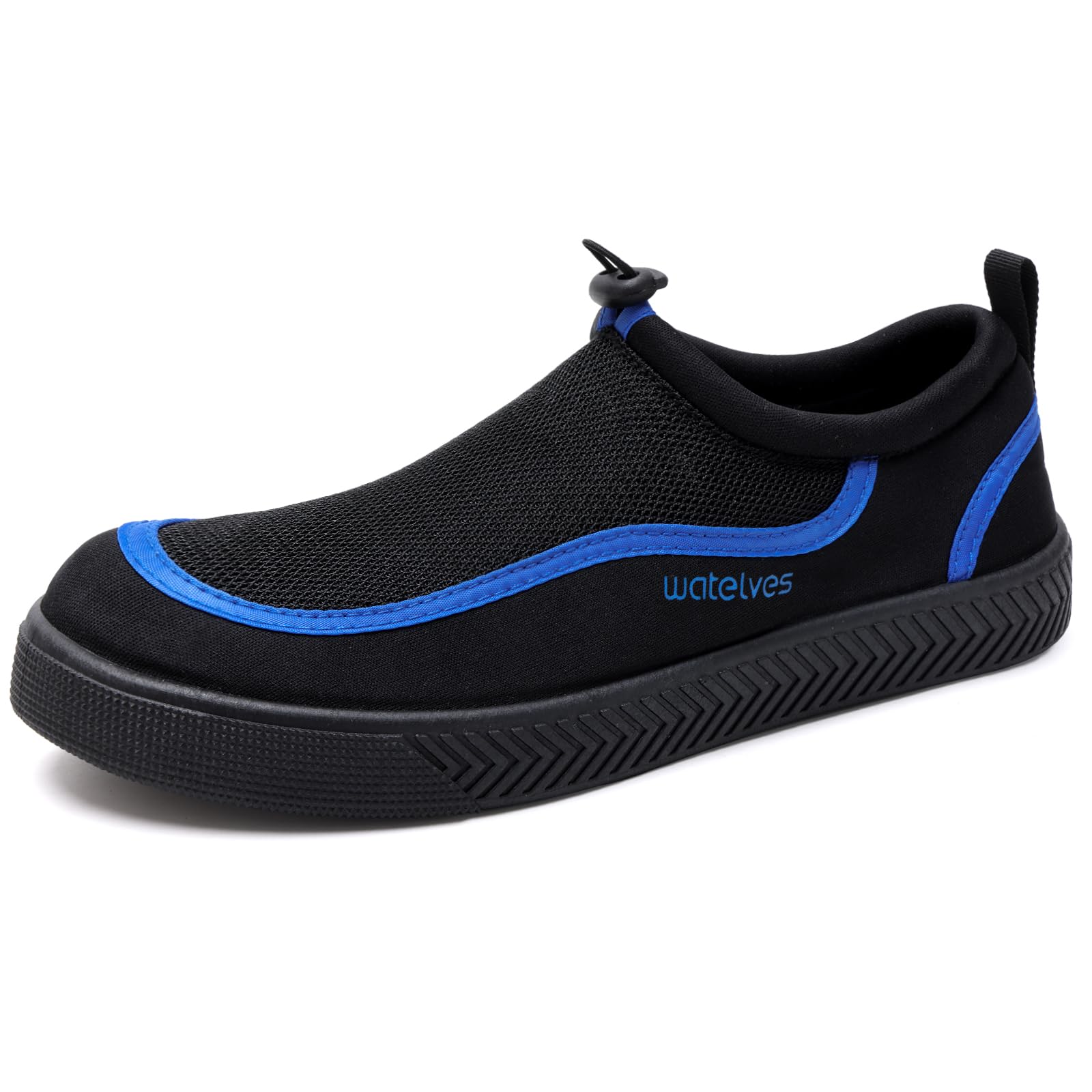 WateLves Water Shoes for Women and Men - Quick-Dry Multi-Purpose Casual Water Sneakers Slip-On with Drainage Holes - Lightweight, Breathable Aqua Shoes for Swim Beach Walking (Black/Blue, 42)