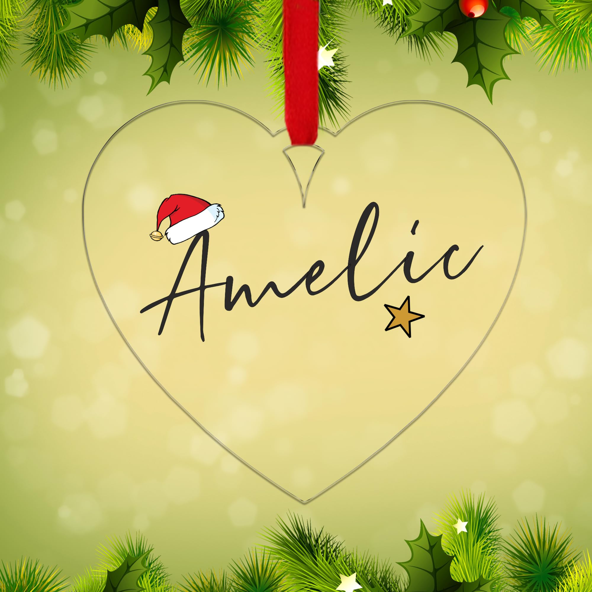 Kreatesquare Design-7 Personalised Christmas Tree Decorations Baubles With Customised Name | Acrylic Xmas Tree Decoration Hanging Ornaments | Personalised Bauble Gifts For Xmas Decorations