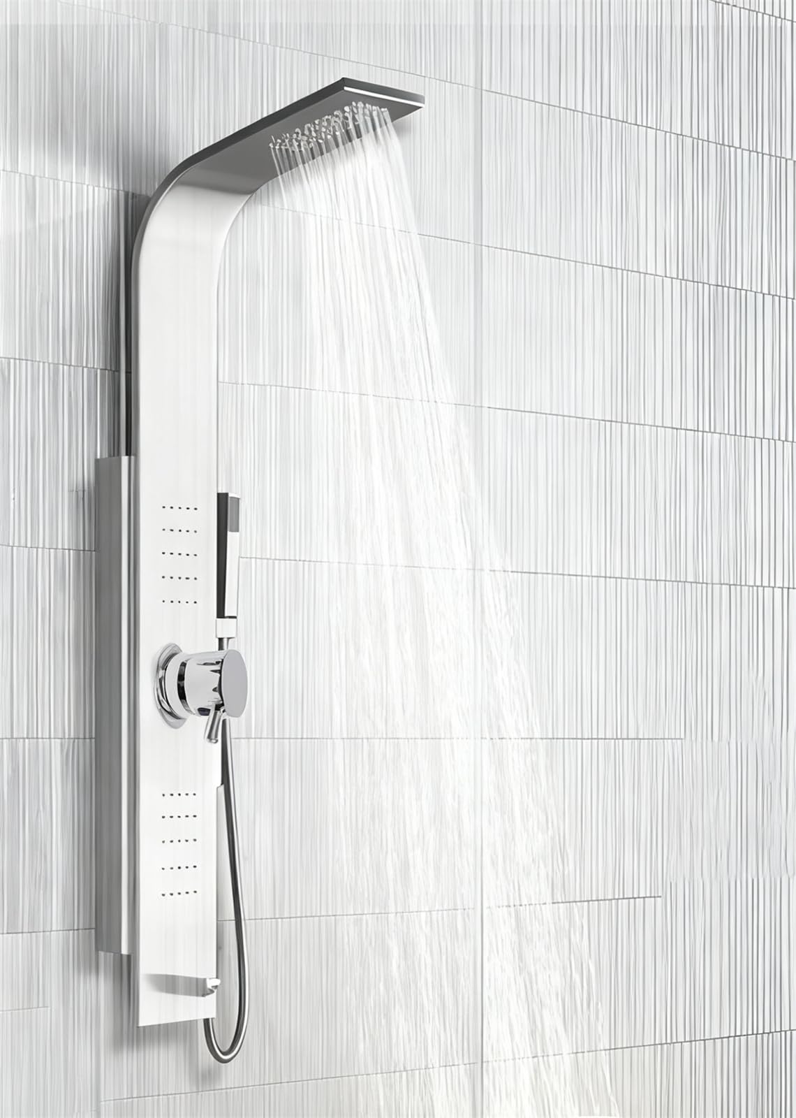 Grifo de Ducha de Latón Cromado de Montaje en Pared – Grifo de Baño Incorporado con Control de Agua Caliente/Fría (Thread)