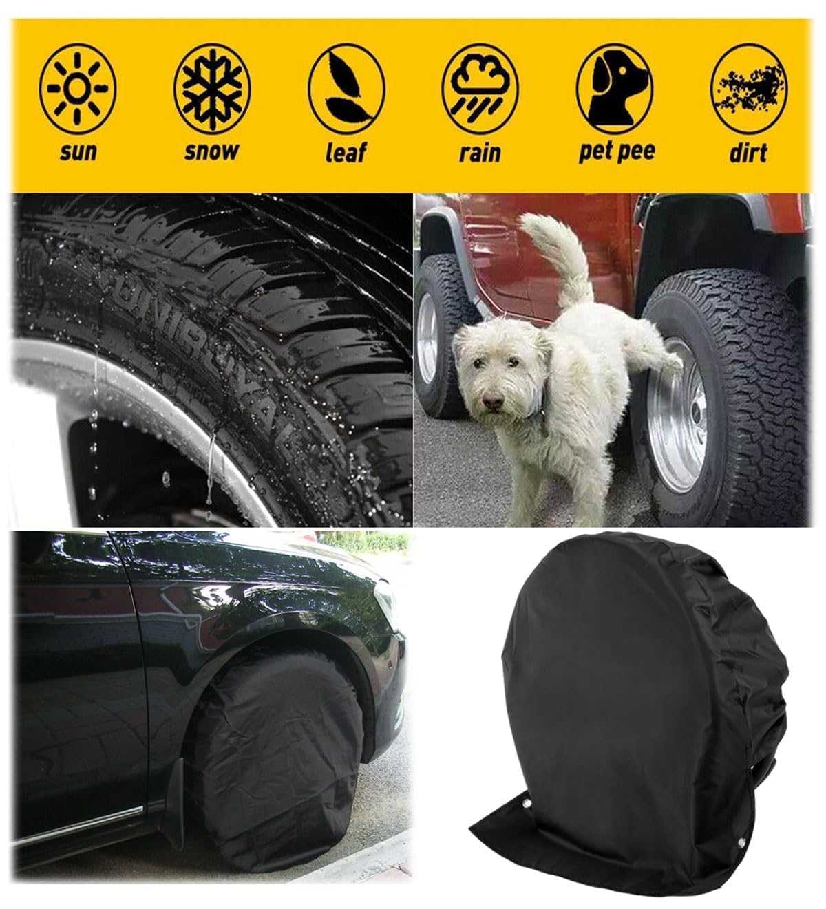 2 Pezzi Auto Ruota Copertura,Borsa Per Pneumatici Da 30 X 32 Pollici,Copertura Della Ruota Di Scorta,Copertura Per Pneumatici,Borsa Pneumatici Auto,Copri Gomme,Nero, Copertura Impermeabile