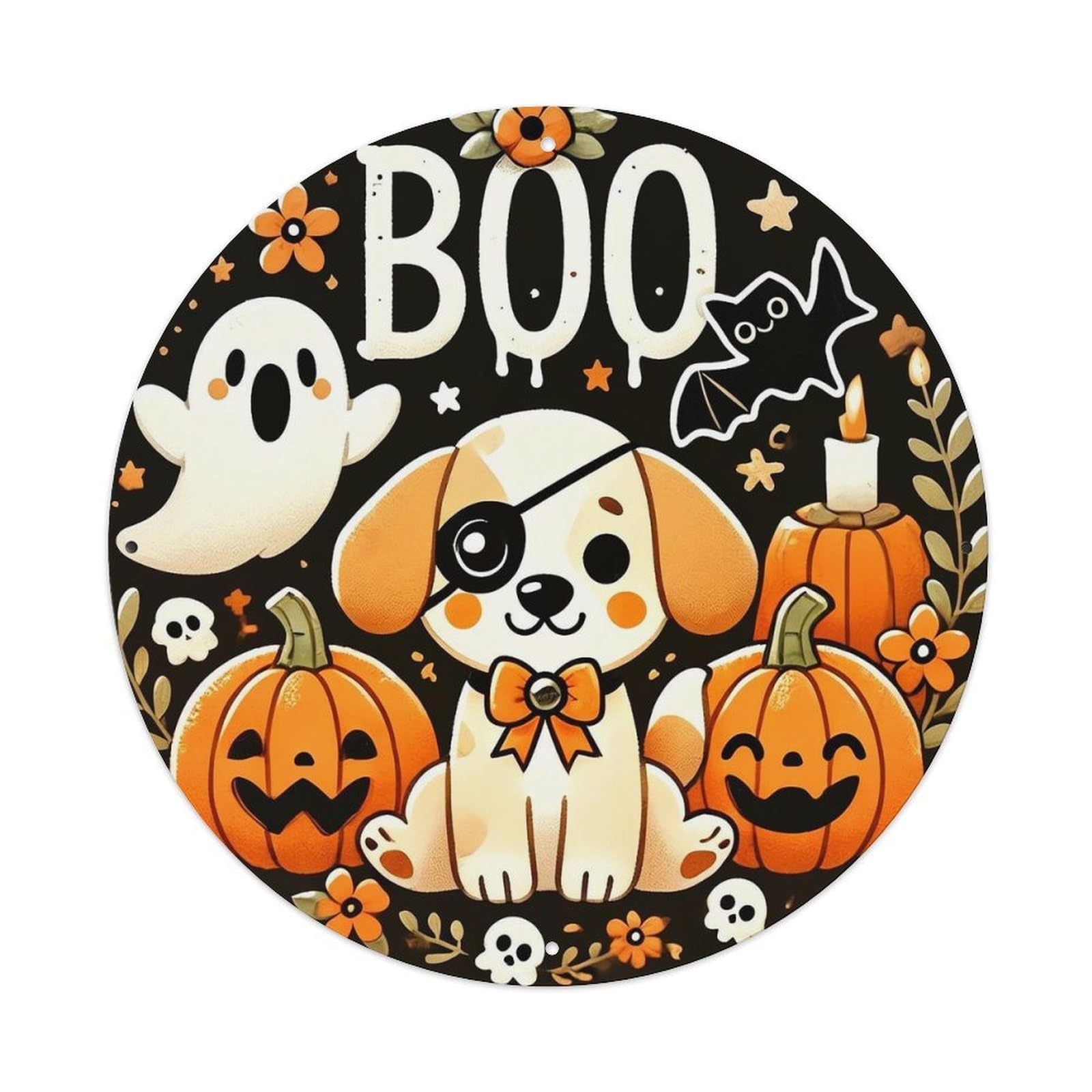 Jdyansheng Vintage Cute Pirate Dog Halloween Pattern Tin Sign Metal Poster Metal Signs For Home Man Cave Bar Cafe Kitchen Laundry Room Wall Decorations 8X8 Inches