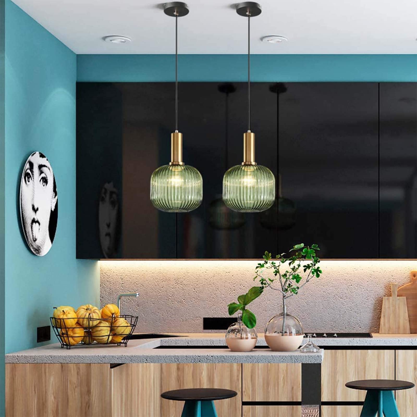 Szklana Lampa Wisząca W Kształcie Kuli – Nowoczesna Lampa LED W Stylu | Skandynawskim I Japońskim (pojedyncza, Z Motywem Pasów), Idealna Do Restauracji, Baru Lub Na Balkon.