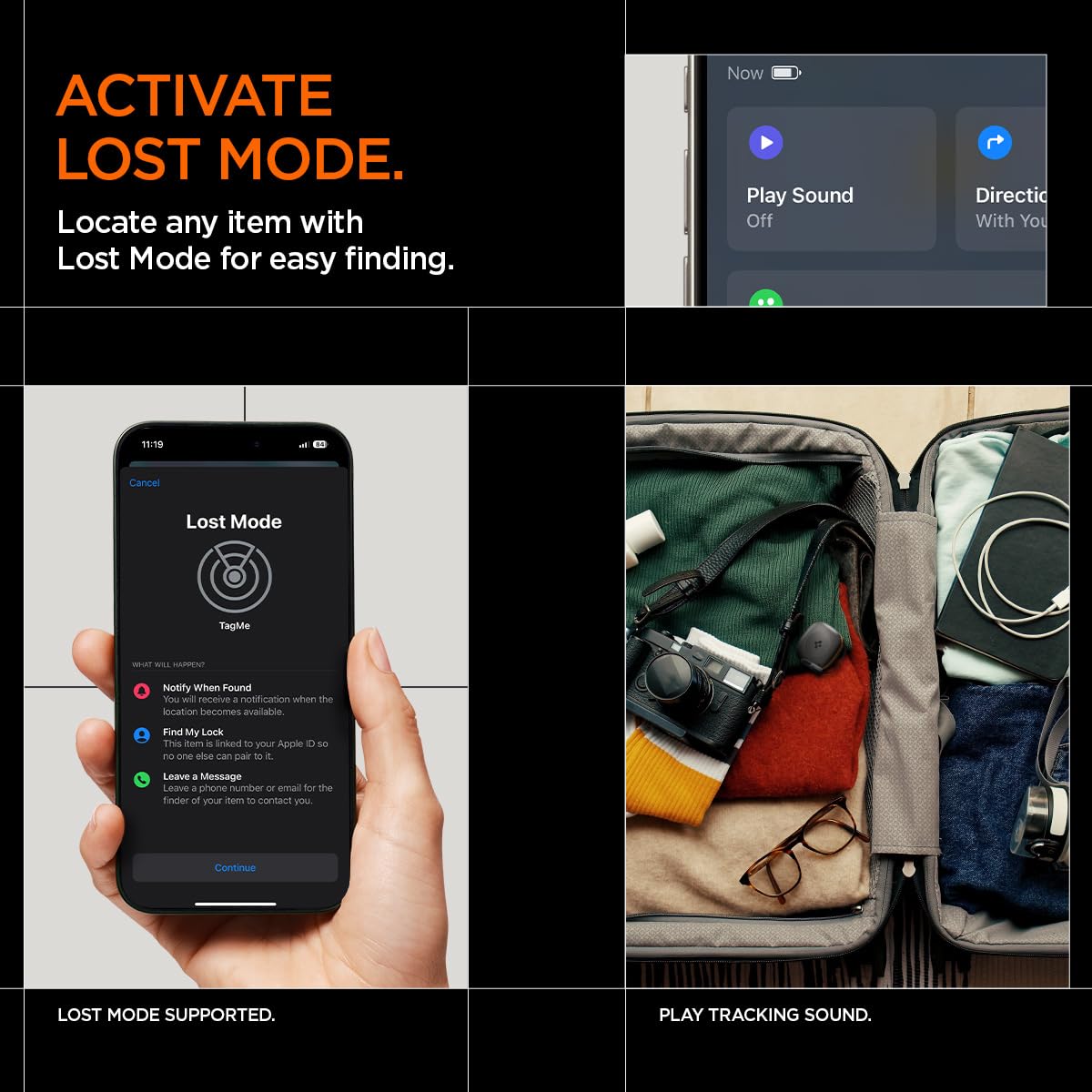Spigen Tag Me Localisateur d’Article Bluetooth Tracker Compatible avec Application d'Apple (iOS et MacBook Uniquement) (1 pièce) - Noir