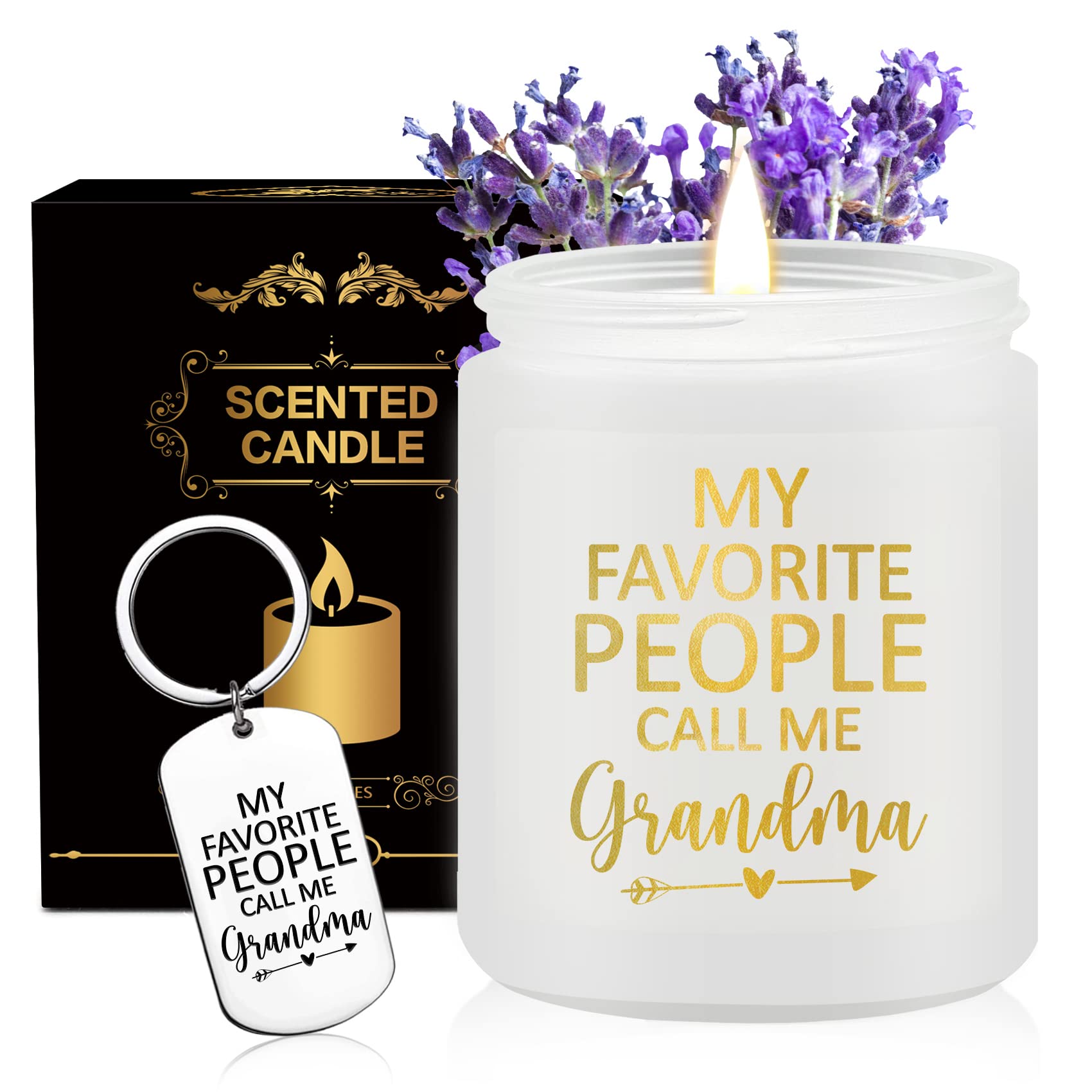 KOYFOYO My Favorite People Call Me Grandma - Mothers Day Gifts for Grandma from Granddaughter, Grandson - Best Grandma Christmas Birthday Gifts - Lavender Scented Candles