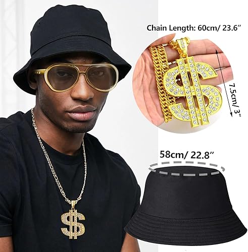 Miniatura 3 de Kit de disfraces de hip hop de los años 90 y 80 para hombres, accesorios de fiesta de rapero