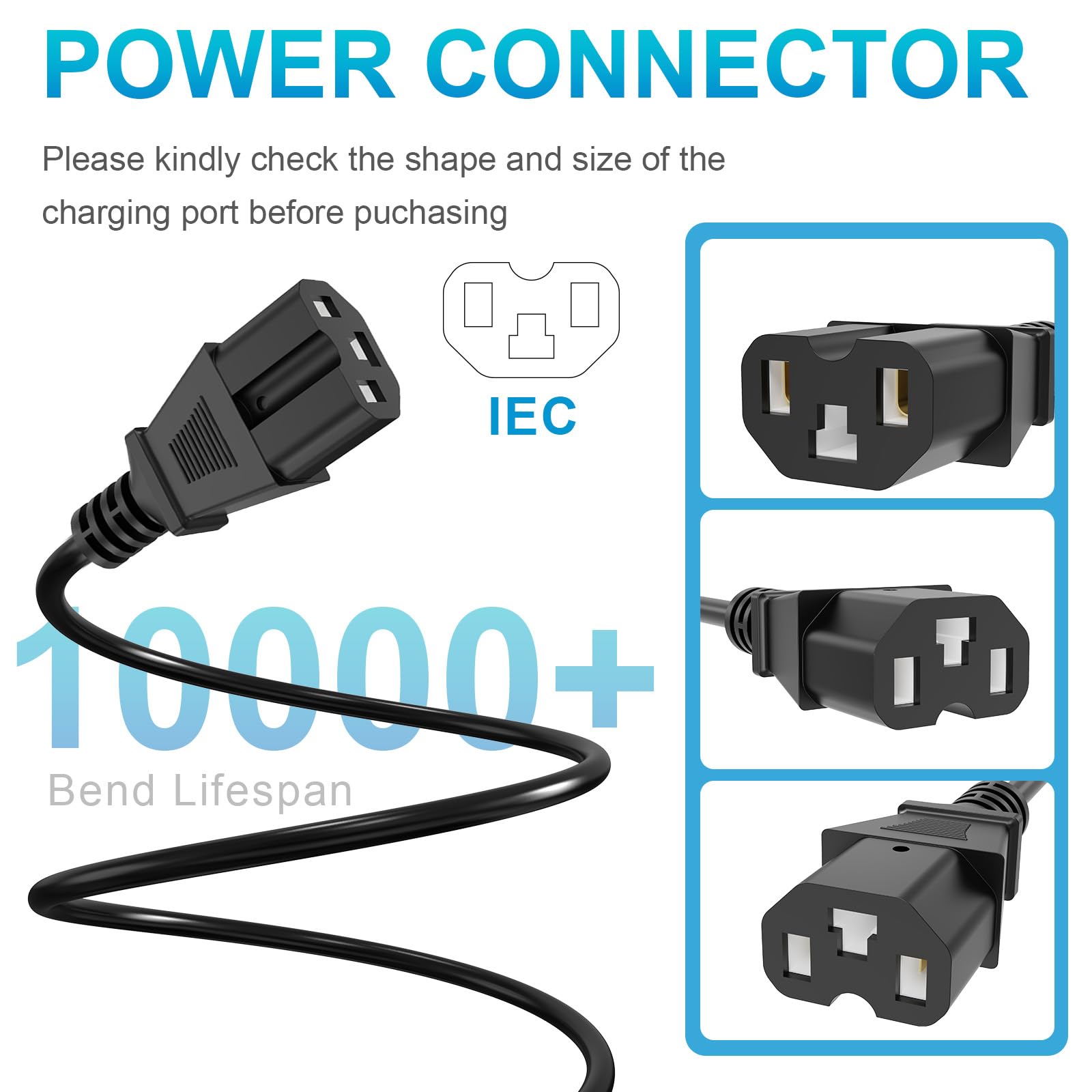 59V 1.8A para 48V 12AH Cargador de batería de plomo para bicicleta eléctrica Motor Bike - Adaptador de CA de enchufe de 3 agujeros 4