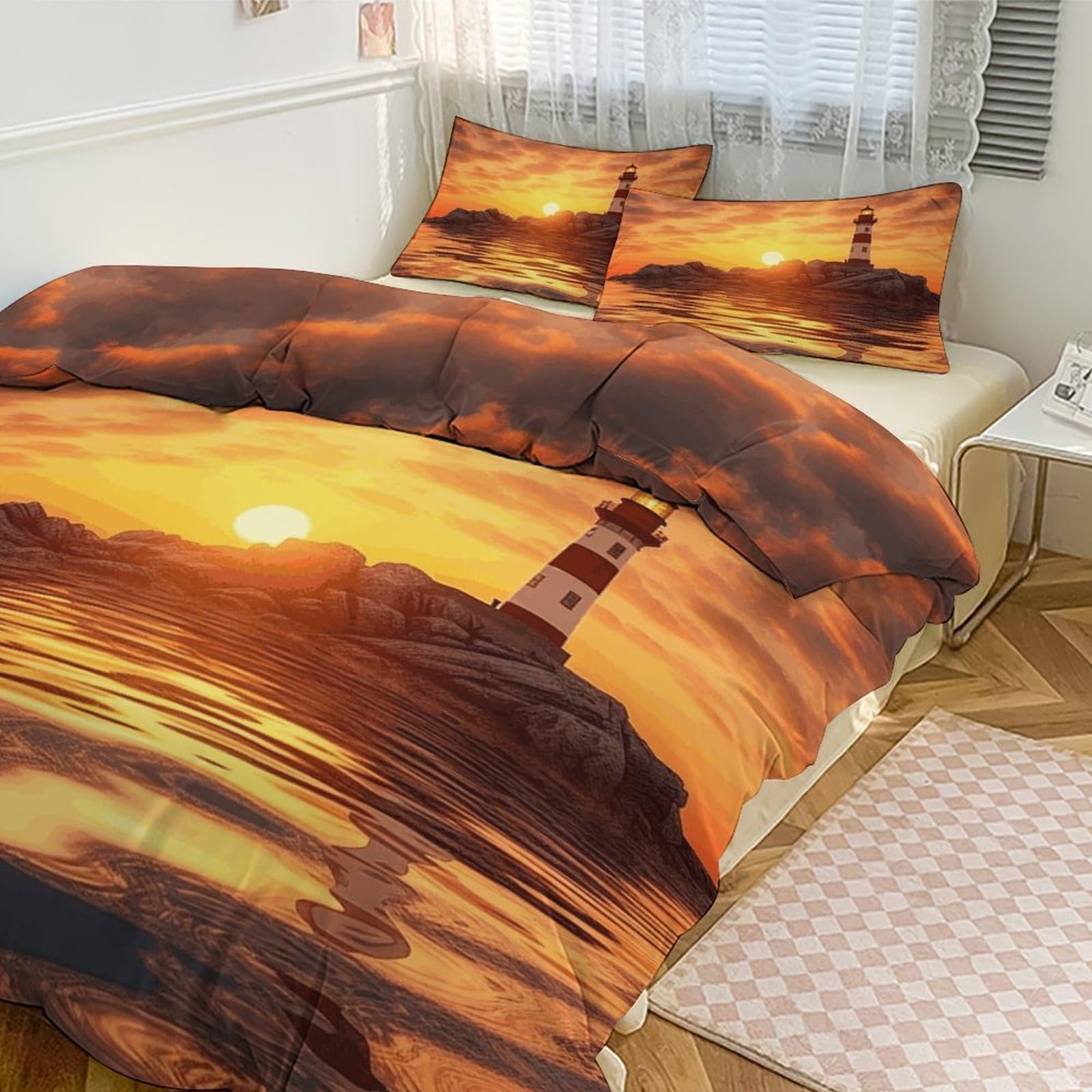 Housse de couette ultra douce régulation thermique parure de lit respirante grand lit anti-plis