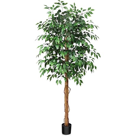 7ft Outdoor/Indoor Artificial Ficus Tree with Realistic Leaves and Trunk
