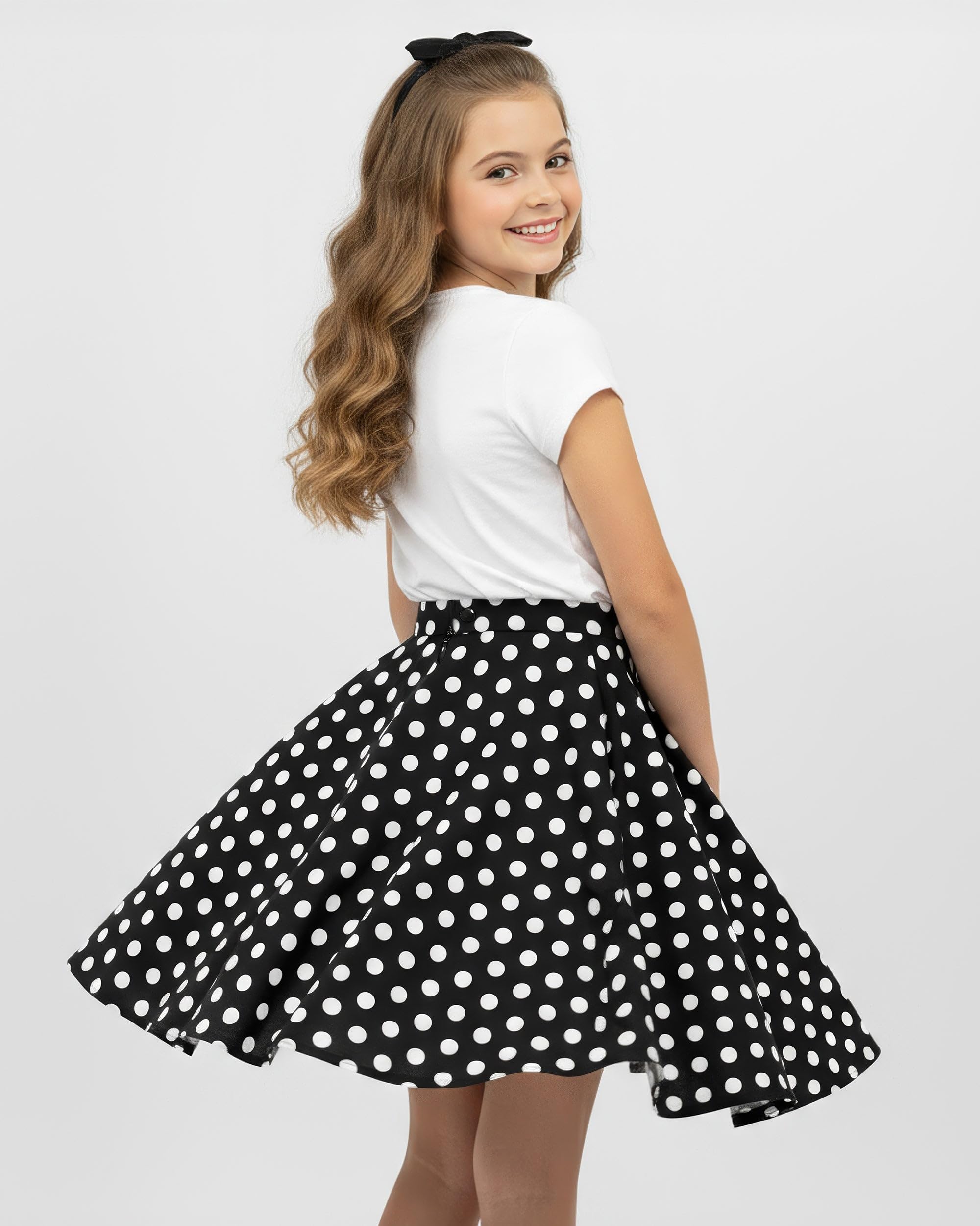Niñas Vintage Rockabilly Falda Acampanada Estilo De Los 50