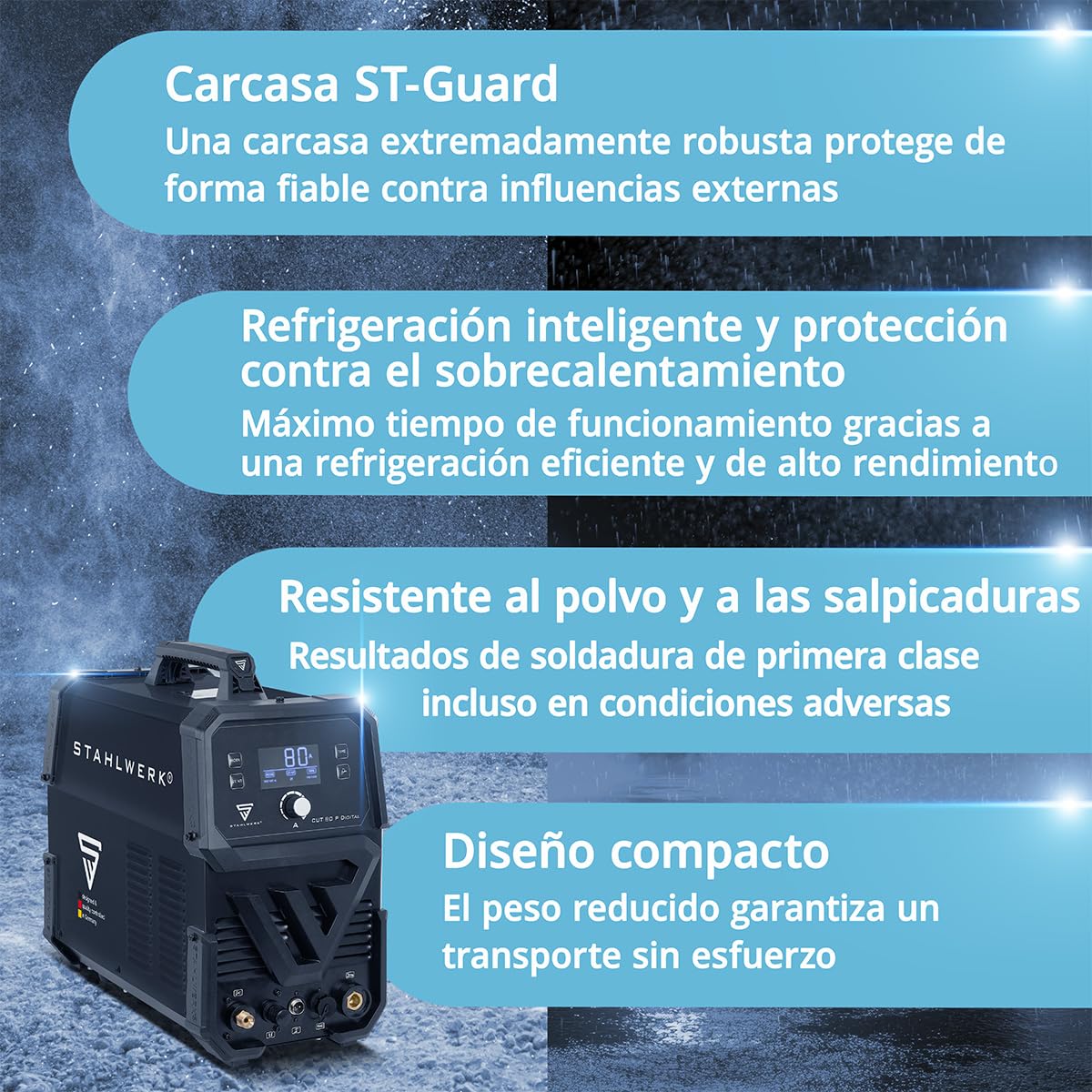 STAHLWERK Cortador de plasma CUT 80 P Digital – 80 A, capacidad de corte hasta 25 mm, Inverter Plasma Cutter con encendido HF Pilot, interfaz THC para control de altura CNC