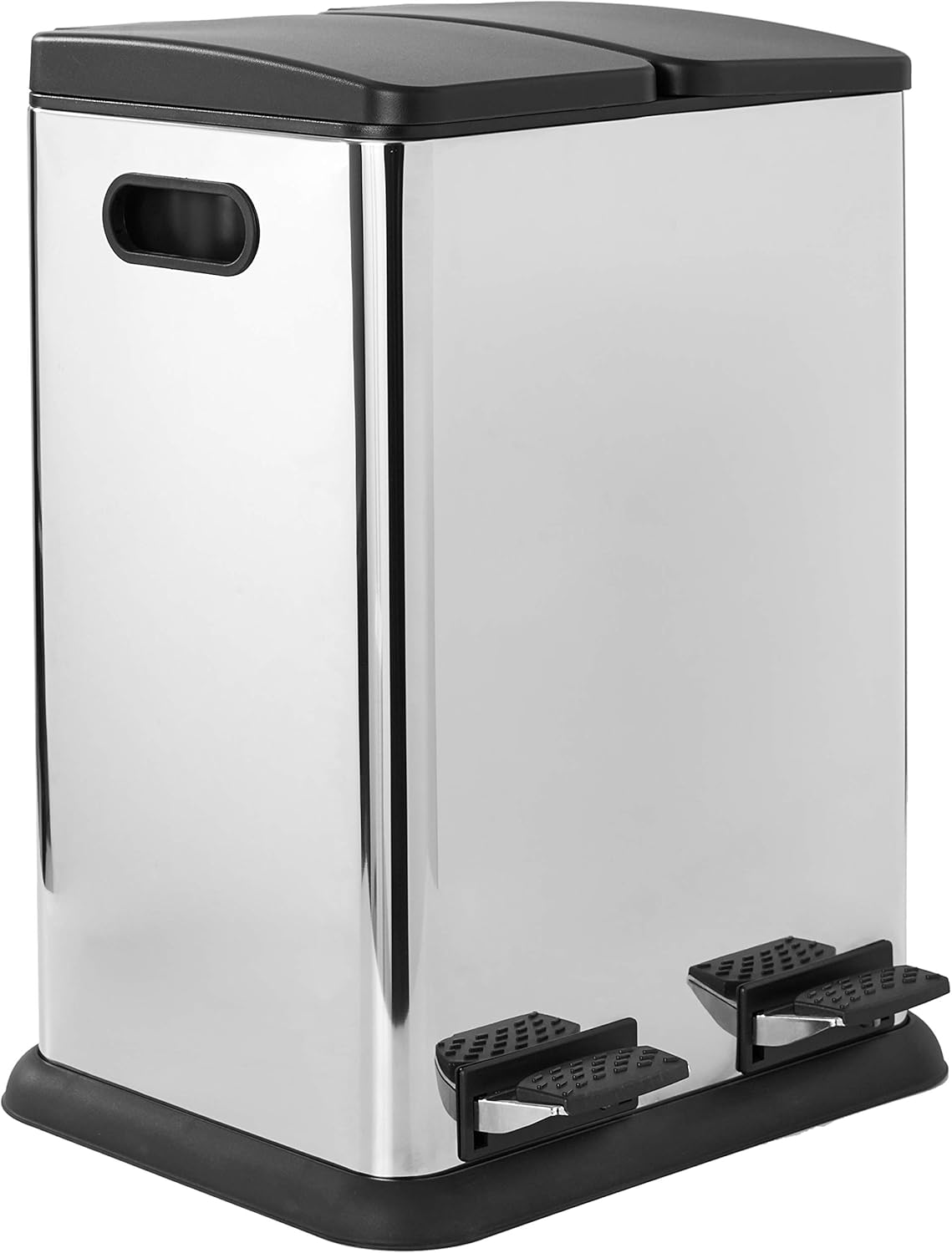 Organize It All Dual Compartment Step on Recycling Trash Can-Stainless  Steel, 10-14 Gallons, Black