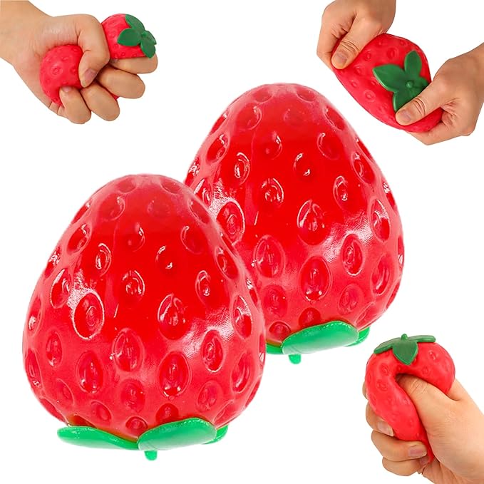 2PCS Strawberry Squishy – Slow Rising Sensory Stress Toys