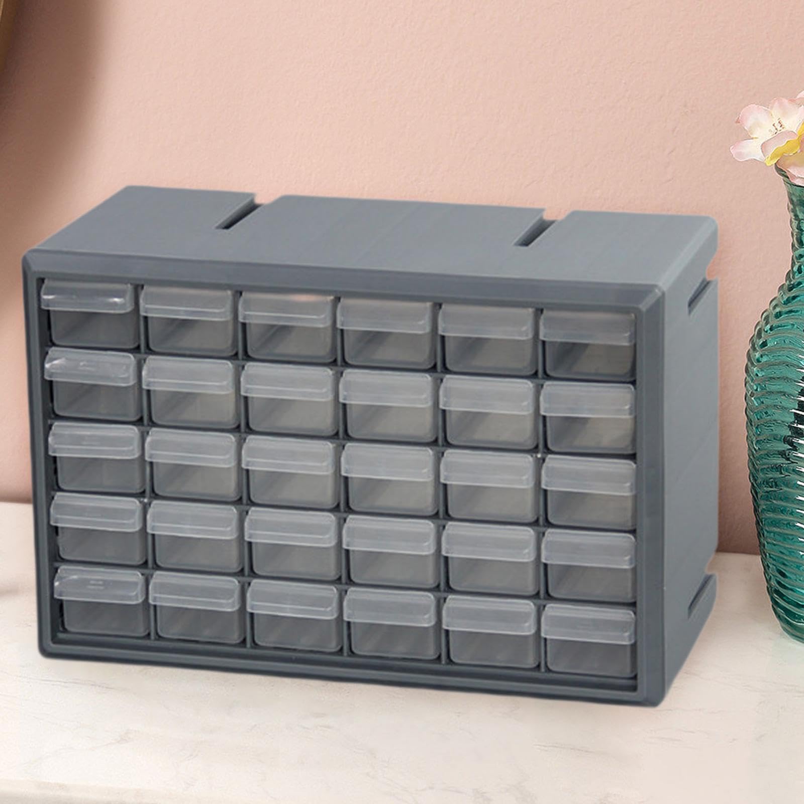 Organisateur de Bureau Cabinet de Rangement avec Tiroirs Diviseur Trays Séparateur PP Matériau Adapté pour Stockage D'Accessoires Rangement Au Bureau, Gris