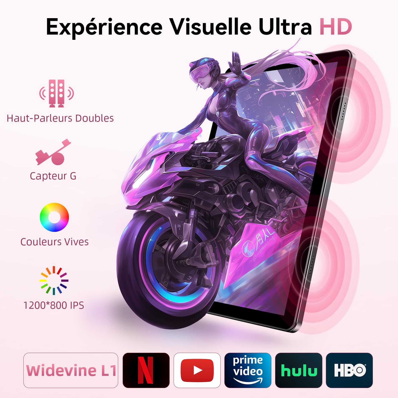 Tablette 10 Pouces, Tablette Android 16, Unisoc T606 CPU, 26 GO RAM + 128 GO ROM + 1 TO TF, Écran HD IPS 1280x800, Batterie 7000 mAh, Caméra Double, WiFi 2,4G + 5G, BT 5.0, Widevine L1, GPS (Gris)