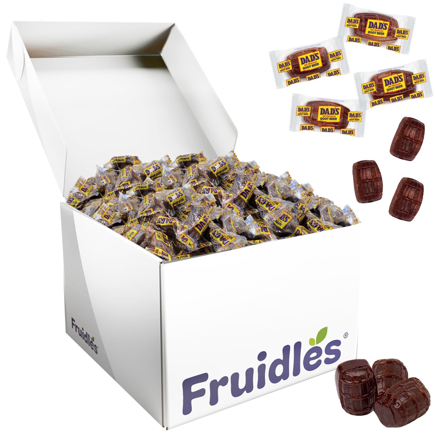 Fruidles Dad's Root Beer Barrels, Hard Candy Treats, Kosher Certified, Individually Wrapped - Bulk (250 Count), (5lbs)