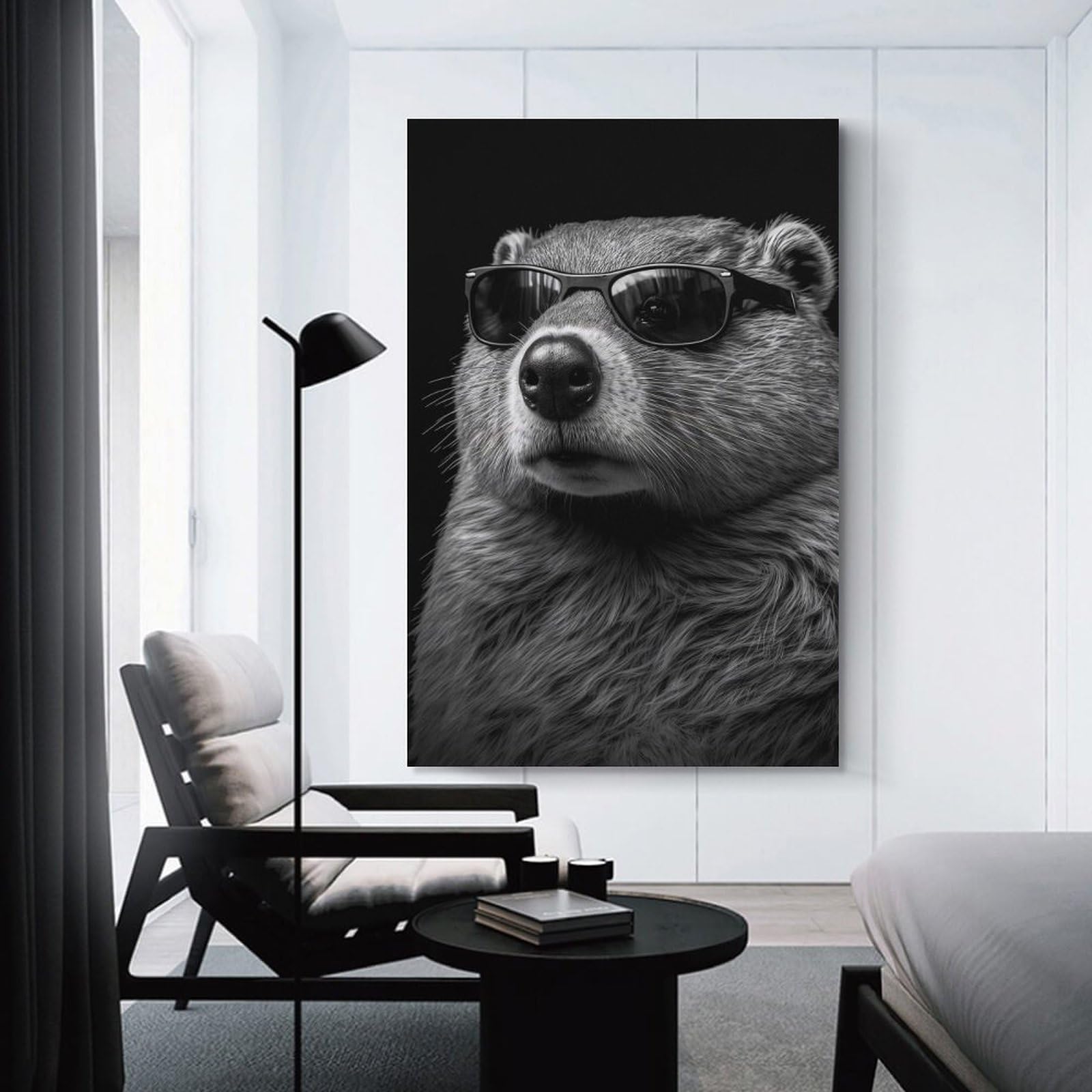 Junmoney Decorative Canvas Print Portrait of A Beaver, 24x36inch(60x90cm), for Entrance Spaces, Stair Walls Or Halls, A Neat Decor Update for Hallways