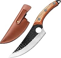 Vista 6 de ZENG Cuchillo de carnicero forjado a mano para cortar carne con vaina, cuchillo de carne de acero de alto carbono, cuchillo de cocina, cuchillos