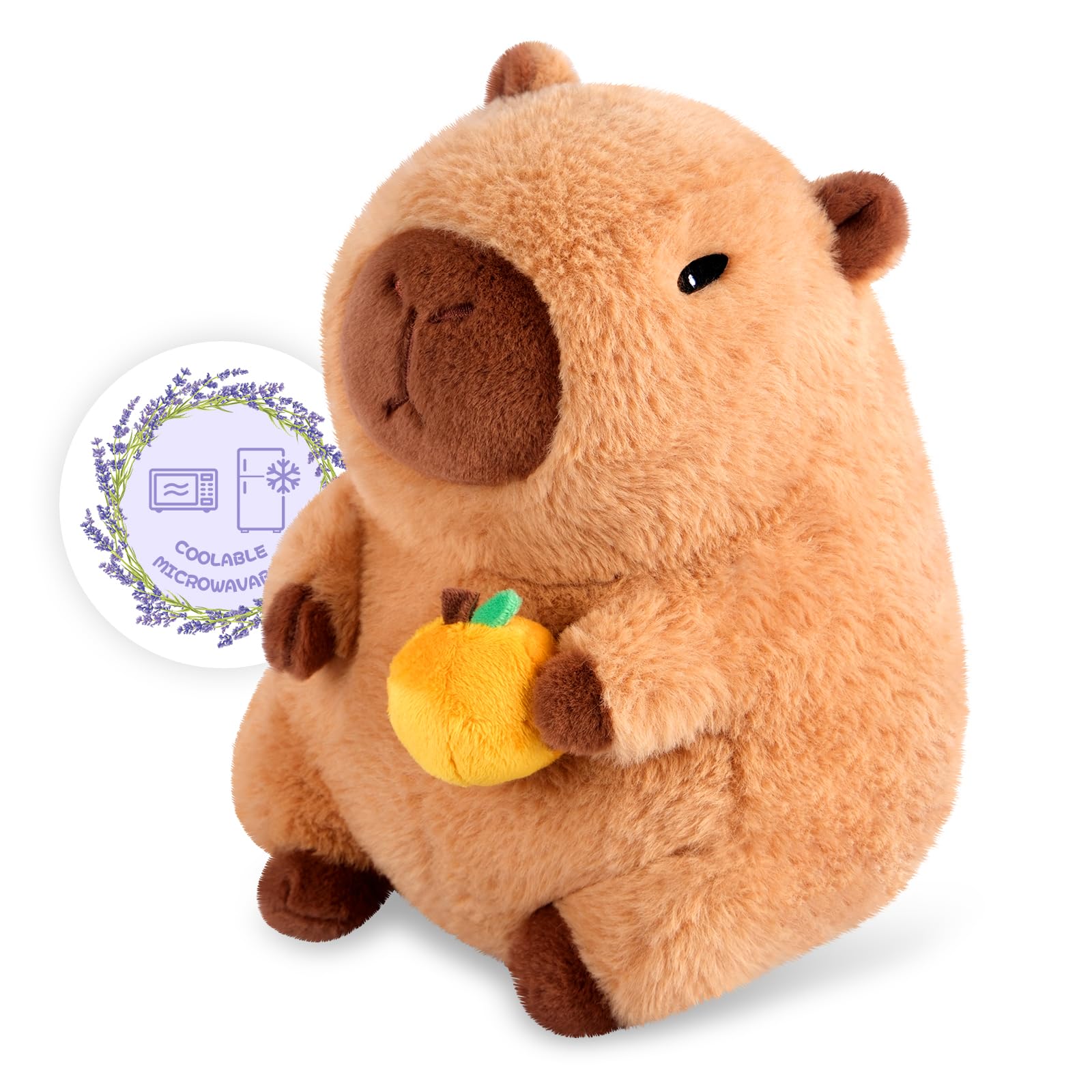 SuzziPals Heatable &amp; Coolable Orange Capybara Plush, Microwave Heating Pad Stuffed Animals for Soothing &amp; Relaxation, Cute Plushies Capibara for Stress Relief, Capybara Gifts for Girls &amp; Boy
