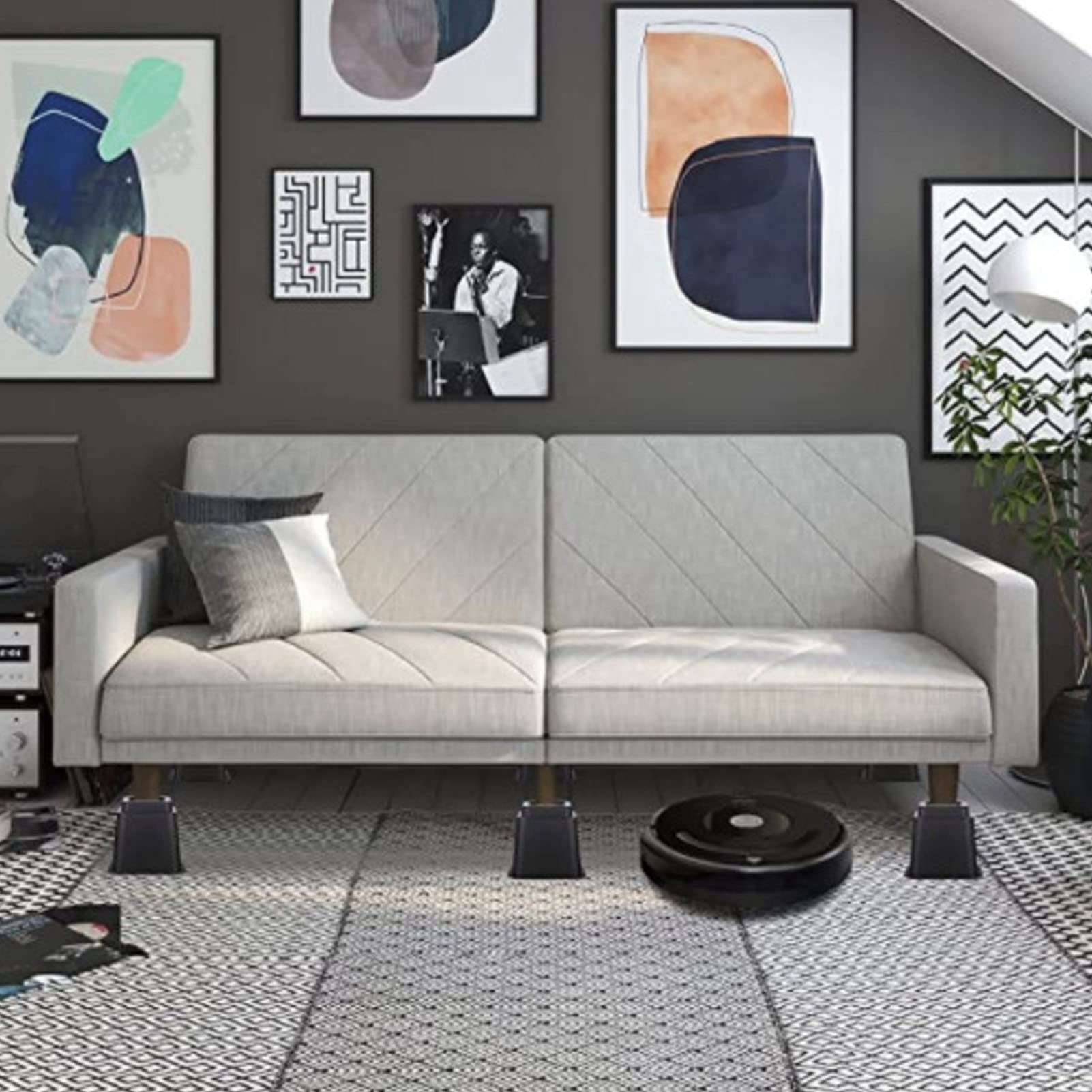 Wakects Elevador de Cama de 6 Piezas, Elevador de Muebles de 5 Pulgadas, Bloques de Cama Elevados de Plástico, Elevadores de sofá Trapezoidales, Elevadores de Mesa, Patas de Escritorio,