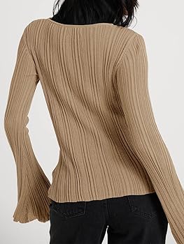 Cicy Bell Womens Bell Long Sleeve Tops Going Out Knitted