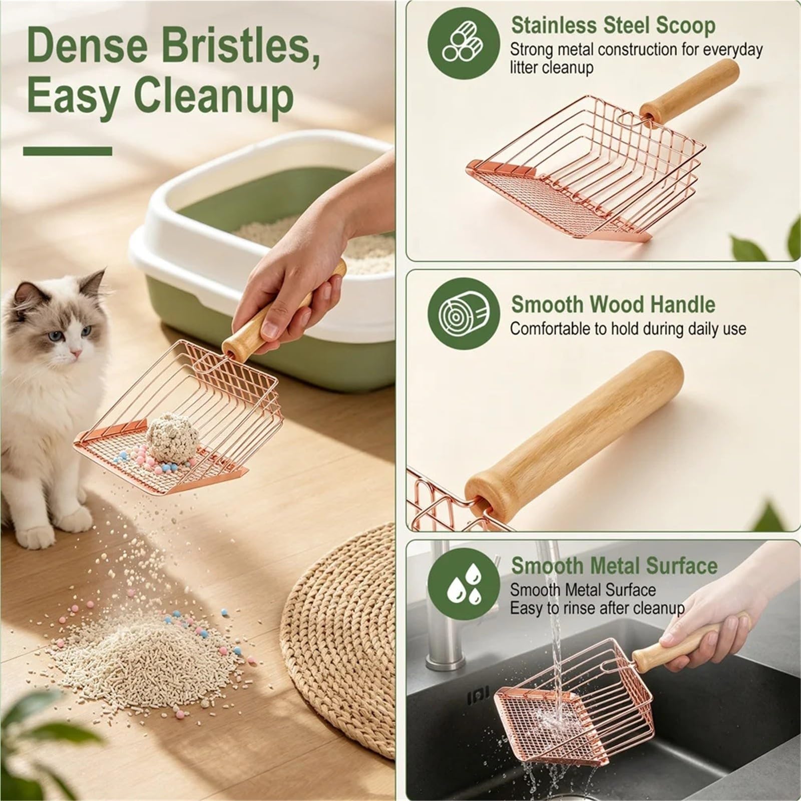2-in-1-Katzenstreuschaufel-Set aus Metall