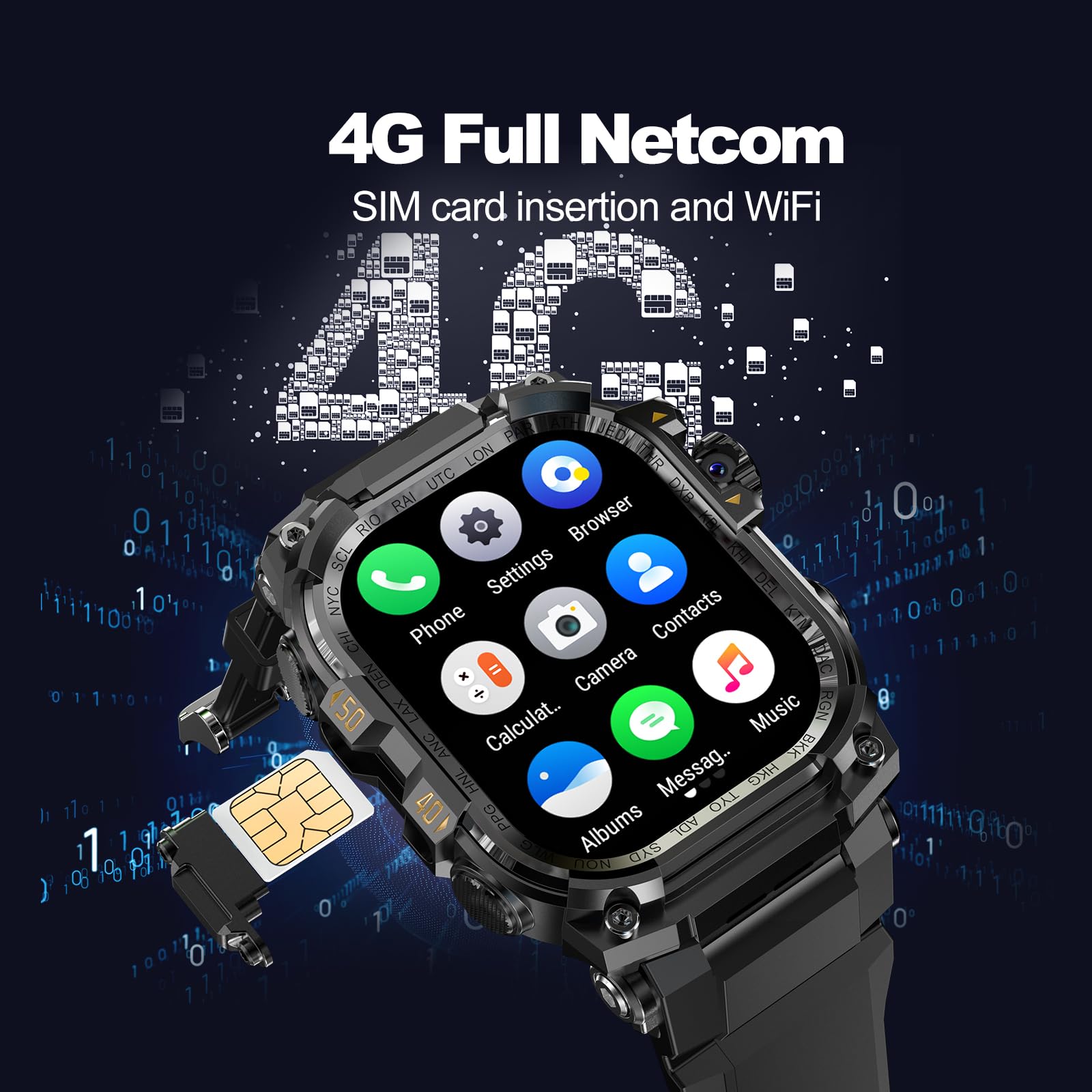 4G Smart Watch Quad Core 3GB 32GB Fotocamera Rotante Orologio da Uomo 2.06 "AMOLED HD Schermo Smartwatch WiFi Bluetooth GPS Fitness Tracker Orologio Sportivo (Nero)