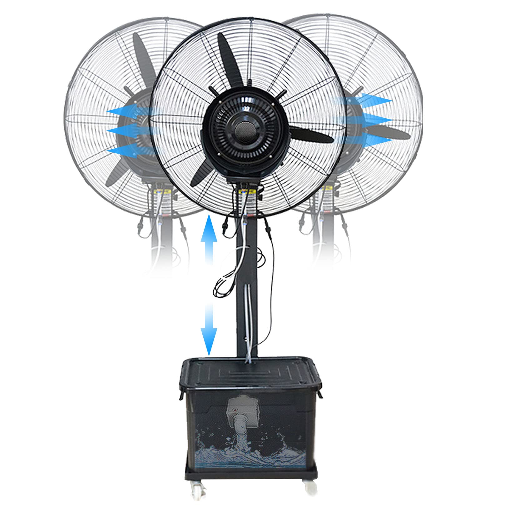 AYCDL Portable Misting Fan, 3 Power Settings Pedestal Fan with Mist, 90° Oscillation, Hight Adjustable, 42L Large Capacity Tank, Outdoor Patio Camping Cooling Fan,81cm/31.9in