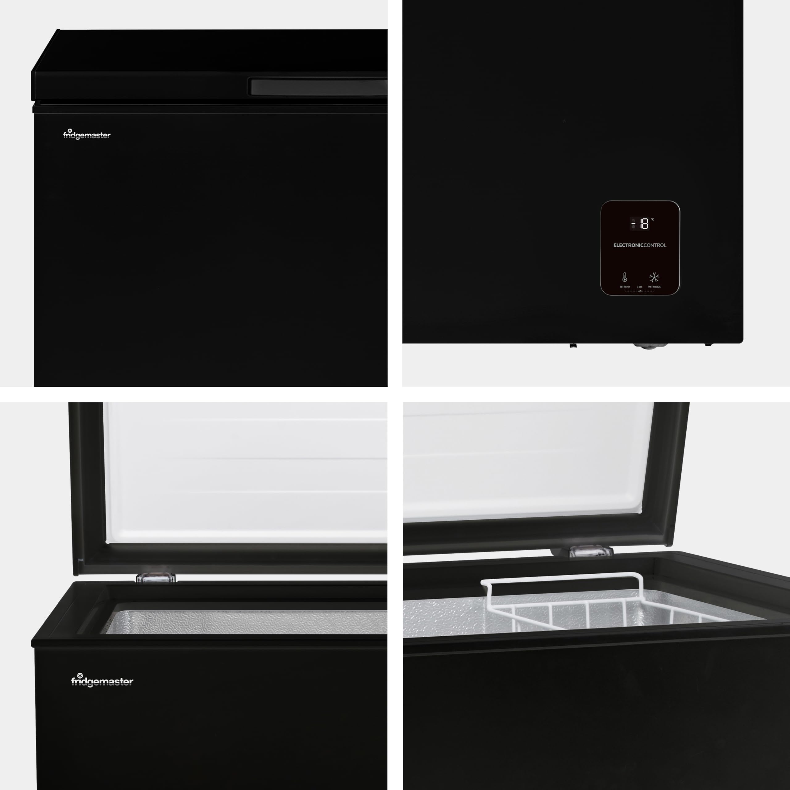 Fridgemaster MCF198EB 191L Chester Freezer 4 Star Freezer Rating - 55.7D x 89.1W x 85.3H cm Black with Recessed Handle - E Rated — view 4