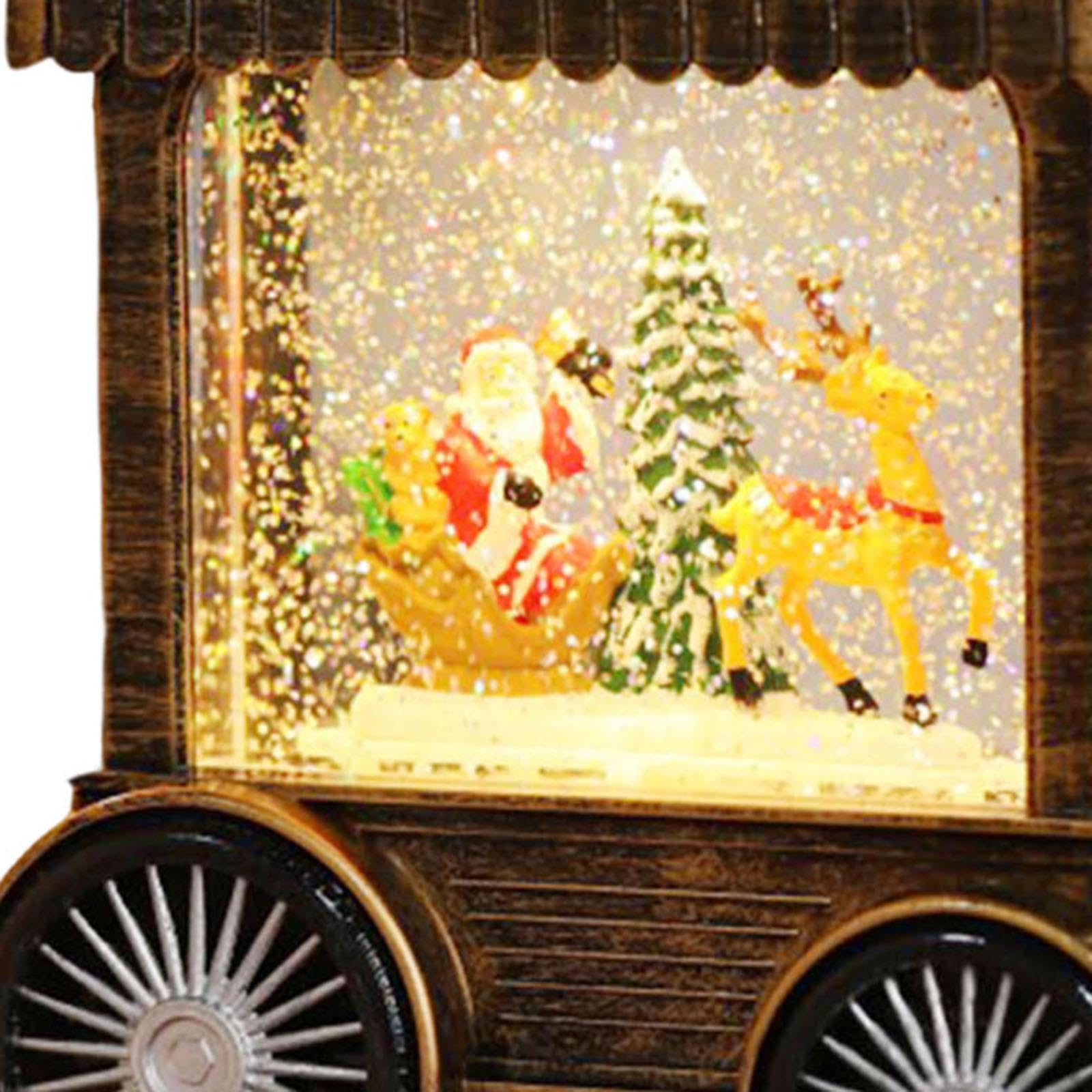 Globo di neve natalizio con musica, ornamento da tavolo glitterato natalizio, carillon natalizio decorativo per centrotavola da festa in casa, Cervo Che Tira Il Carro