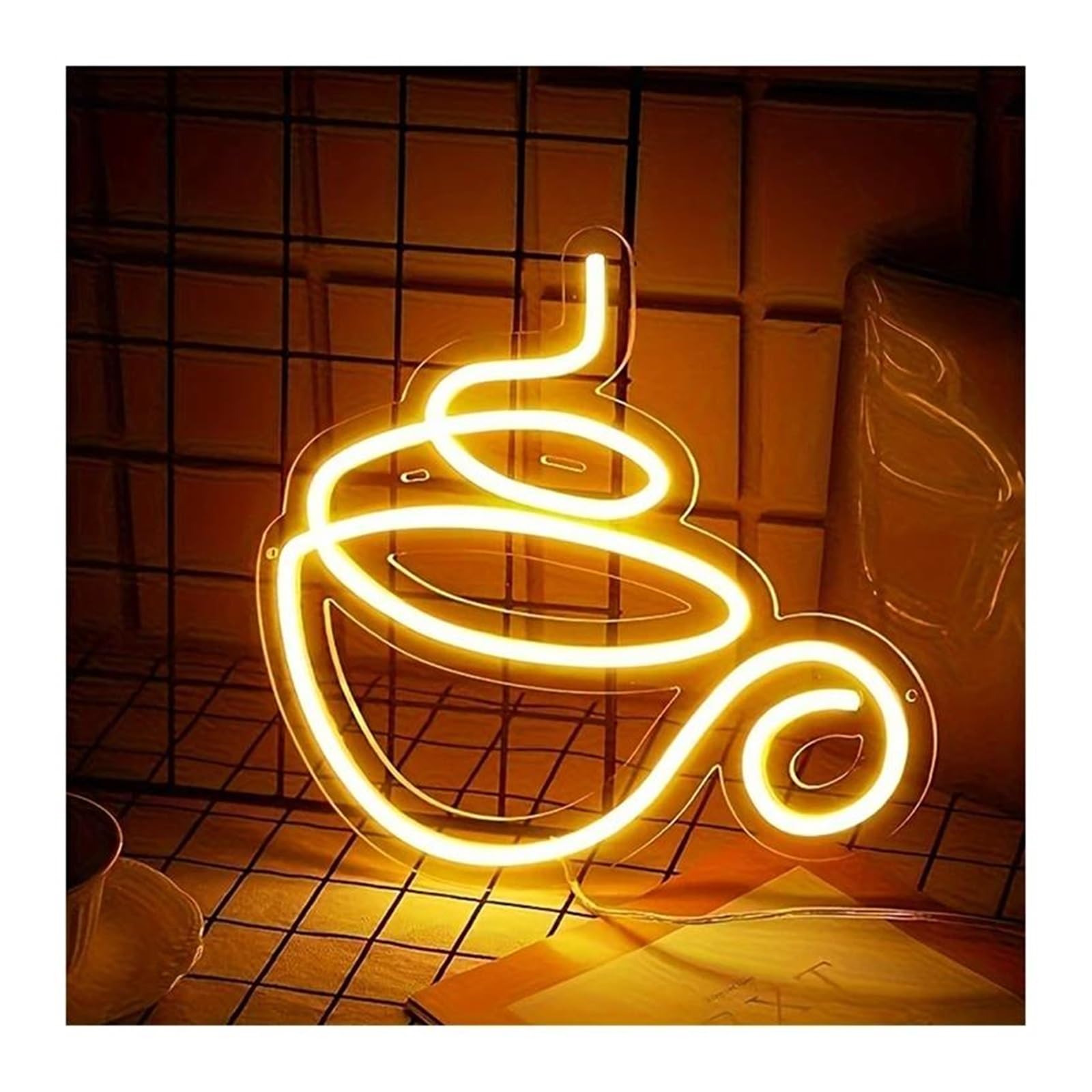 SHOUXI Sign Lamp Coffee Bar Neon Sign Wall Decor for Home Cafe Pub Night Light Business Advertising 20x19cm