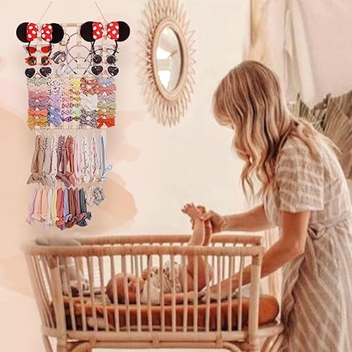 Vista 20 de POVETIRE Soporte para diadema organizador de lazos para el cabello, diademas para bebé, accesorios para el cabello, organizador de almacenamiento