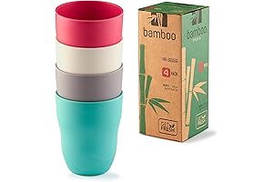 GET FRESH Bamboo Cups 4 Pack, Eco-Friendly Drinkware, Dinnerware, Mugs Set