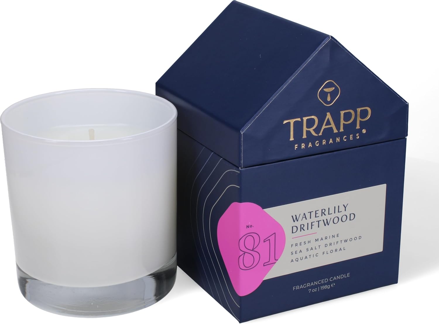 Trapp - No. 81 Waterlily Driftwood - 7 oz. House Box Candle - Aromatic Home Fragrance with Fresh Scent of Fresh Marine, Sea Salt Driftwood, & Aquatic Floral Notes - Petrolatum Wax
