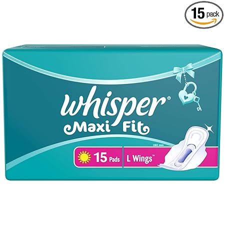 Whisper Maxi Nights Sanitary Pads for Women, Large, 15 Napkins (Pack of 1)