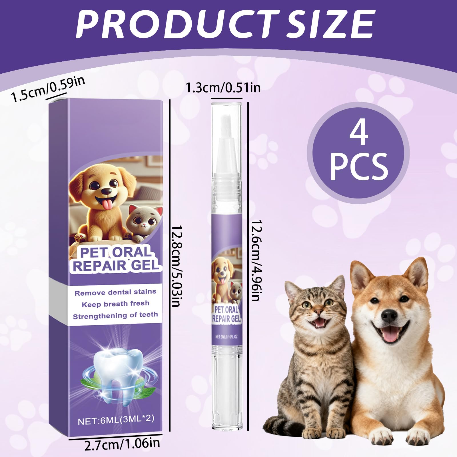 Cepillo Dientes Perro 4 Piezas Para el Cuidado Dental de Perros y Gatos, gel Para el Cuidado Bucal de Mascotas, Lápiz Limpiador Mascotas, Limpieza Dientes Perro