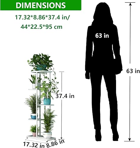 Miniatura 10 de LINZINAR Soporte de metal para plantas de 7 niveles y 8 macetas, estante múltiple para macetas para interiores y exteriores, estantería para patio,