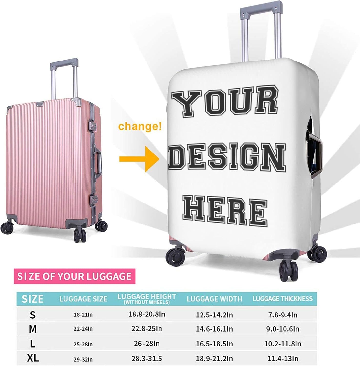 review Custom Luggage Cover Personalized Baggage Suitcase Protector Design Your Own Text/Logo/Photo Customized Anti-scratch Suitcase Cover Custom Suitcase Cover Customize Photo Luggage Cover S(18*21in)