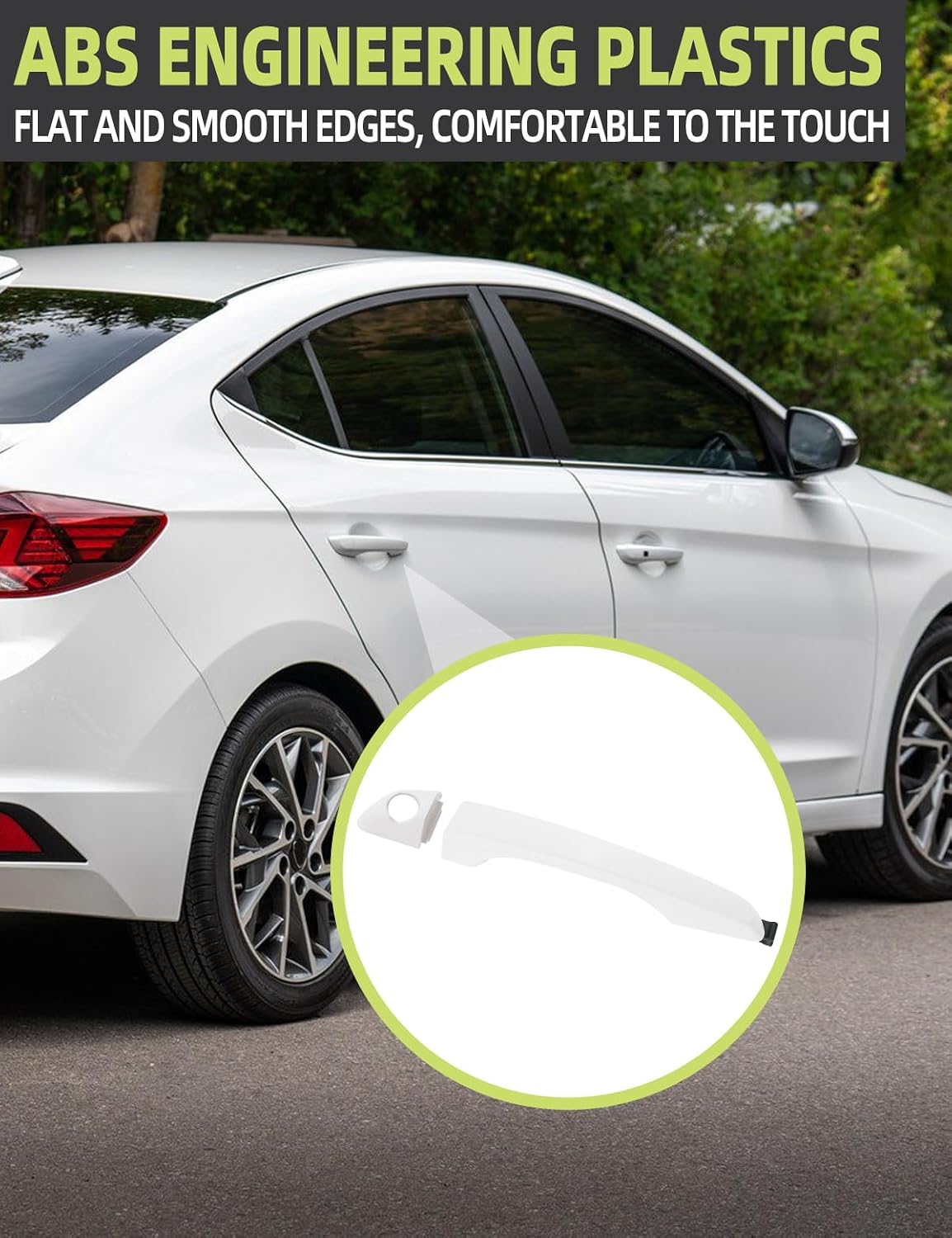 Driver Side Exterior Door Handle Compatible with Hyundai Elantra 2017 2018 2019 2020 Replaces# 82652-F0010 82651-F0010 82651-F2010 White Front Left Side Door Handle Cover