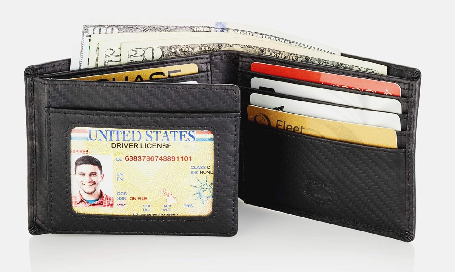 Stealth Mode Leather Bifold Wallet for Men - RFID Blocking, 11 Card Slots, Gift Box - Image 2