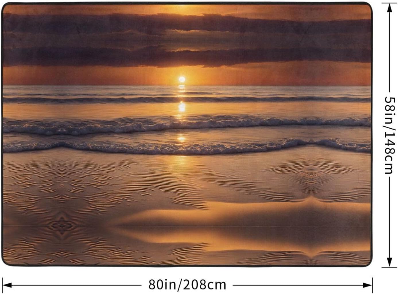 Flannel Non-Slip (Sunset Beach) Rug Pad 80×50in Soft Washable Protective for Hardwood Floors Bedroom Bathroom Living Room