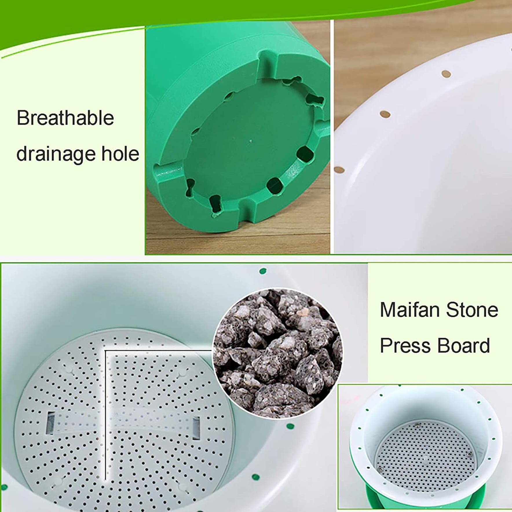 Pot De Germinateur De Graines Bac De Germination Vert Santé Germination des Germes Unité, Y Compris Seau Intérieur, Seau Extérieur Et Plaque De Pression, Vert