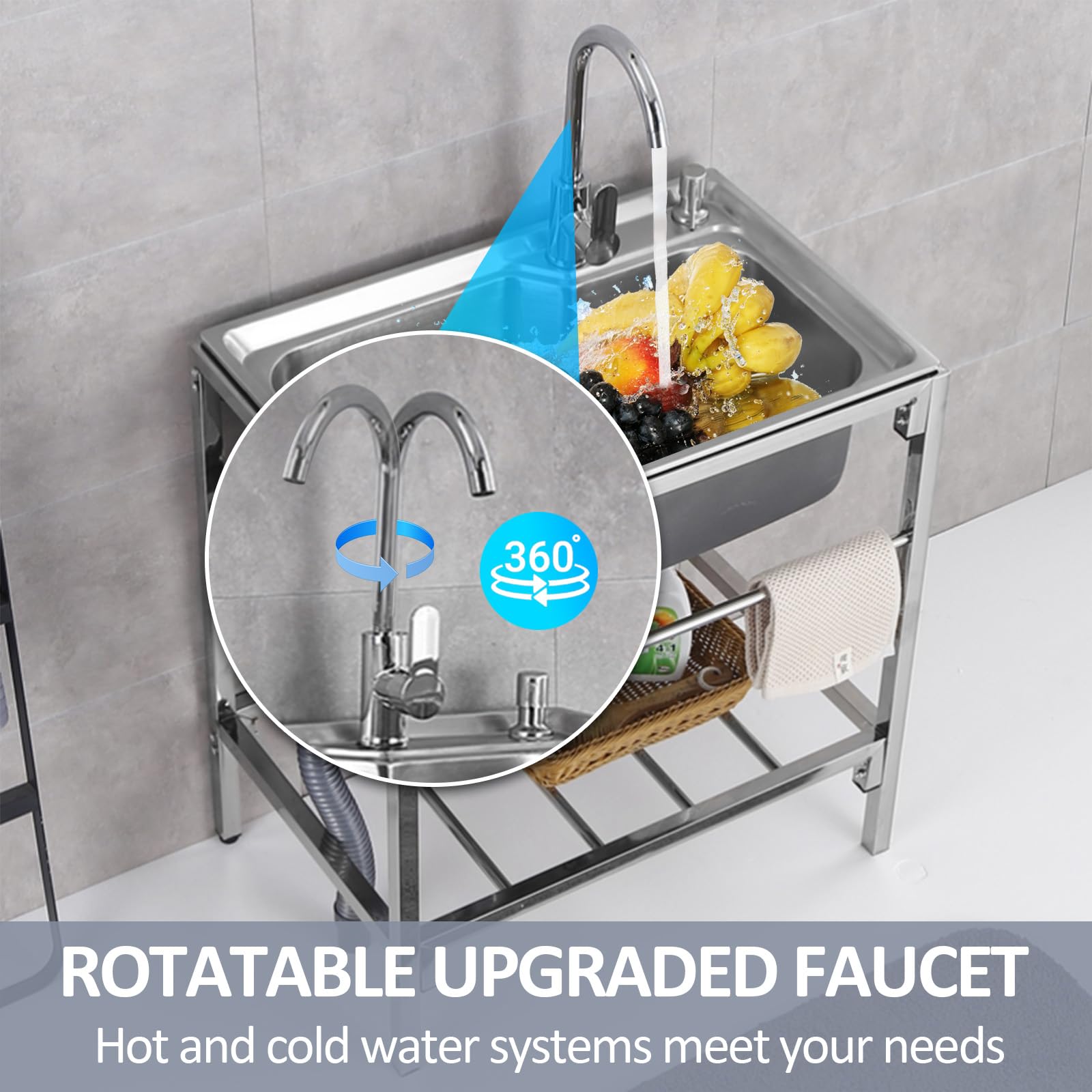 Fregadero Acero Inoxidable SAFONUS Fregadero De Cocina, 80cm X