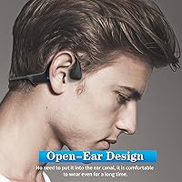 Vista 4 de OFUSHO Auriculares de conducción ósea, auriculares Bluetooth impermeables IP68 de oreja abierta, auriculares inalámbricos para deporte, micrófono