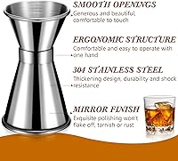 Vista 3 de Hoteam 9 piezas de acero inoxidable Jigger para bartending 1 y 1/2 oz cóctel Jigger Shot taza medidora 0.5 fl oz y 1.0 fl oz estilo japonés doble