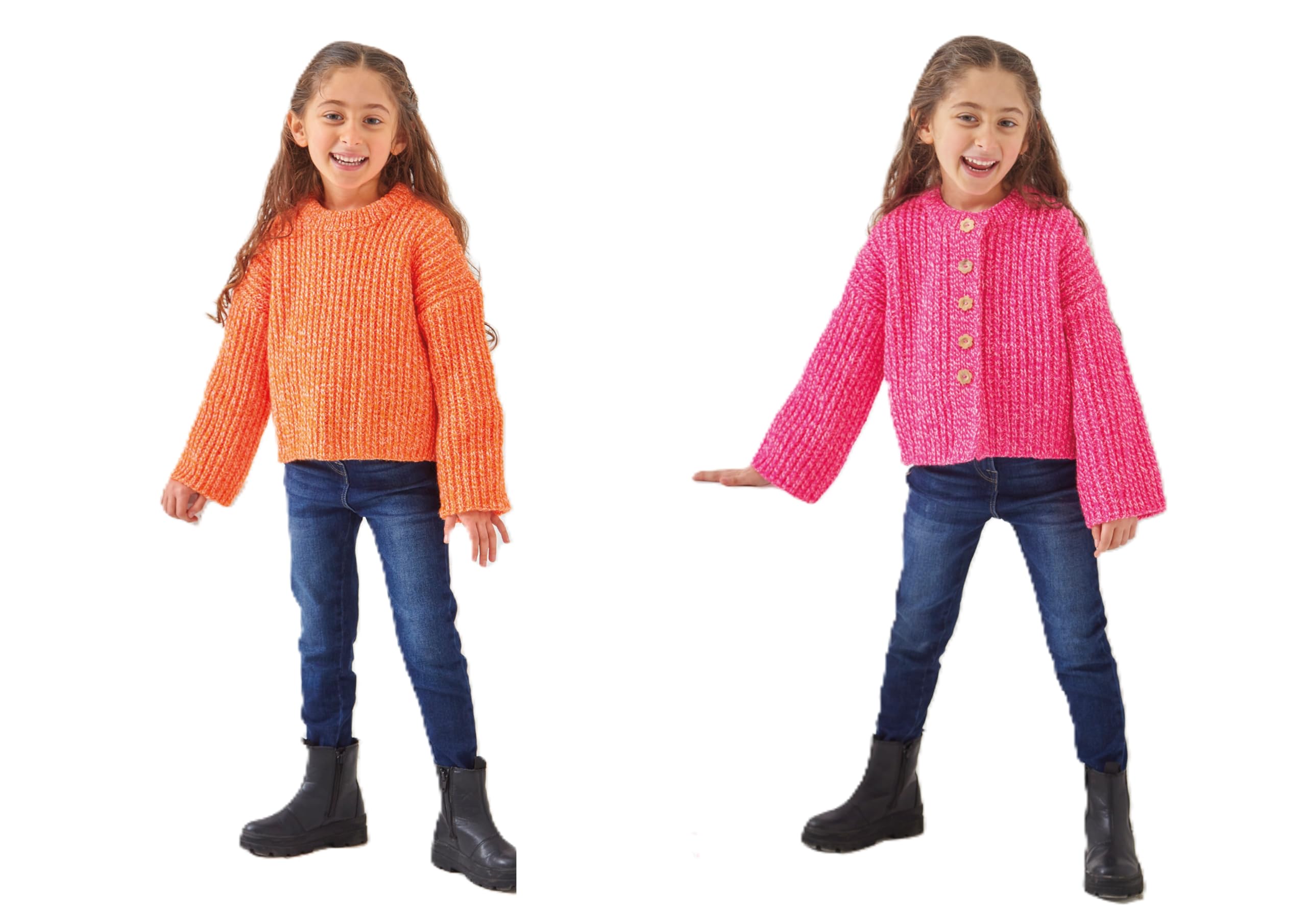 Ribbed Sweater & Cardigan Double Knitting Pattern King Cole Childrens DK 6133