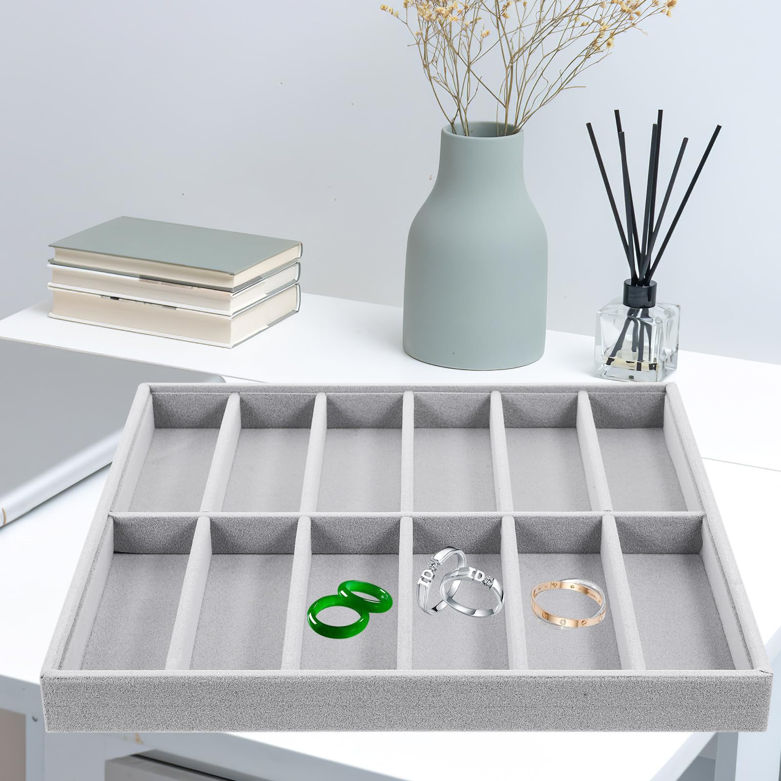 Brillenorganizer mit 12 Fächern aus Fusselflausch, Stapelbar